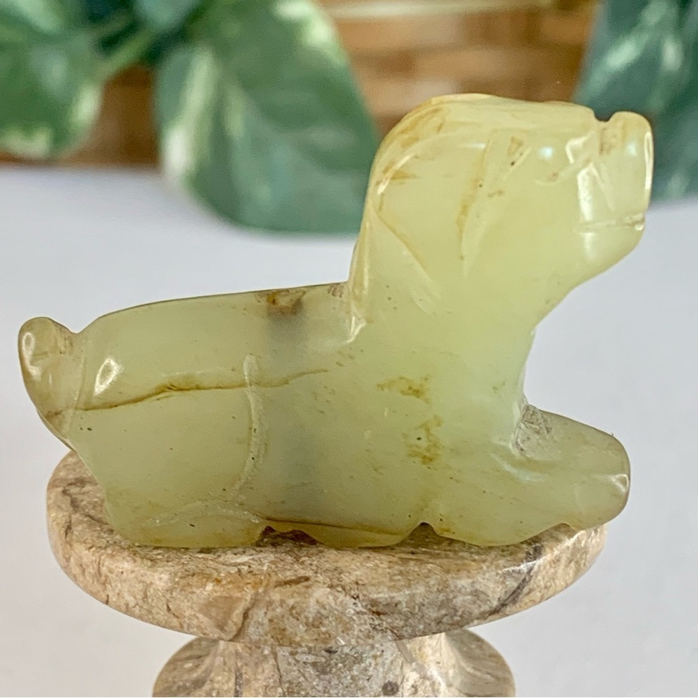 Vintage Chinese Zodiac Jade DOG Pendant Bead Hand Carved Miniature Pet Animal 2" - Picture 8 of 12